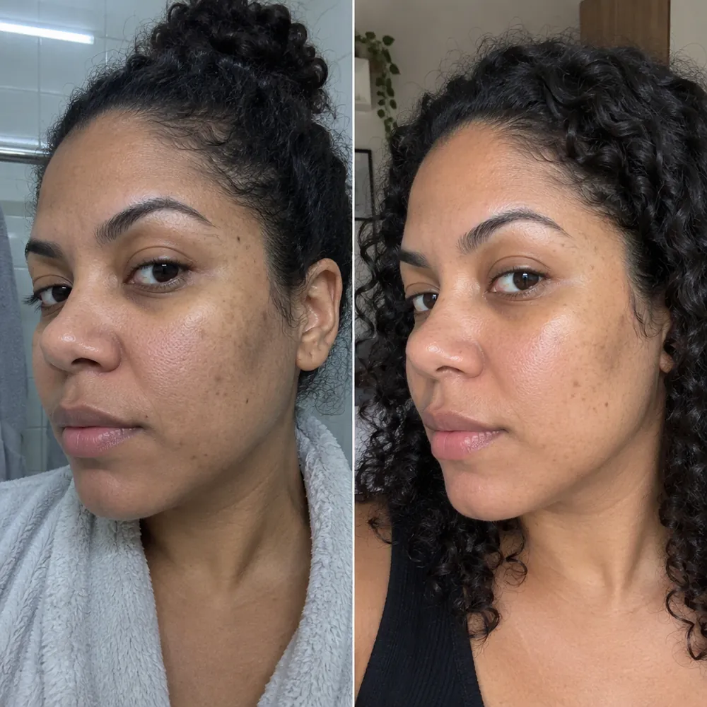 Antes e depois: textura e manchas suavizadas