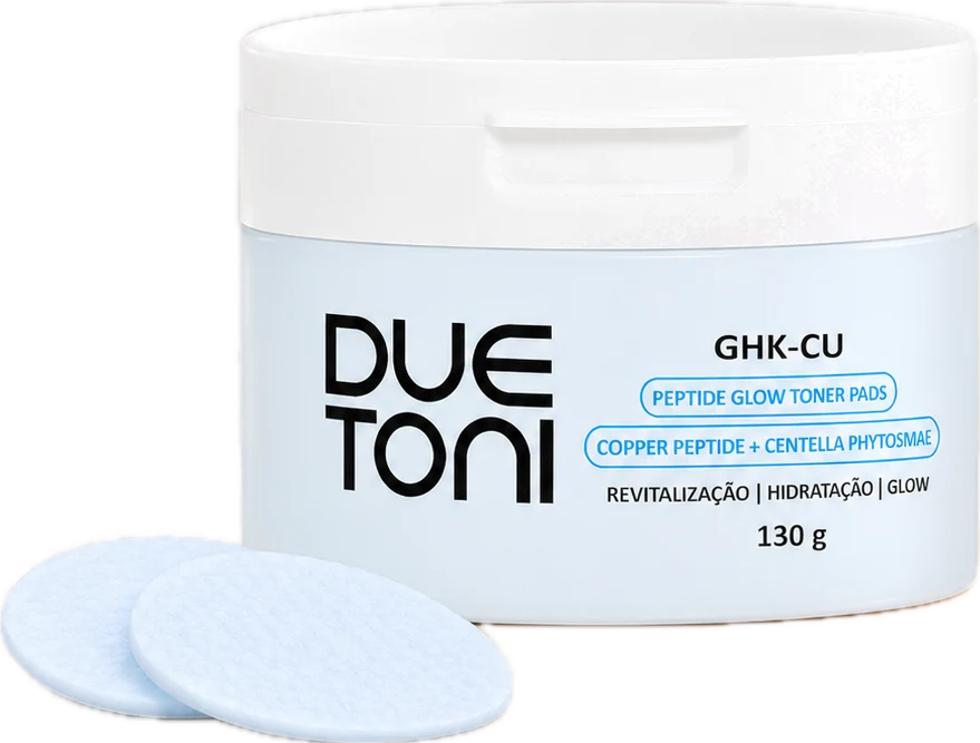 Pote Due Toni GHK-Cu Glow Pads com dois pads azuis
